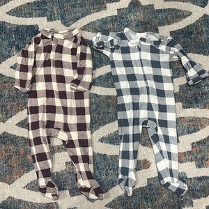 Kate Quinn Newborn Bamboo Zipper Footie Bundle | Buffalo Check | Set of 2